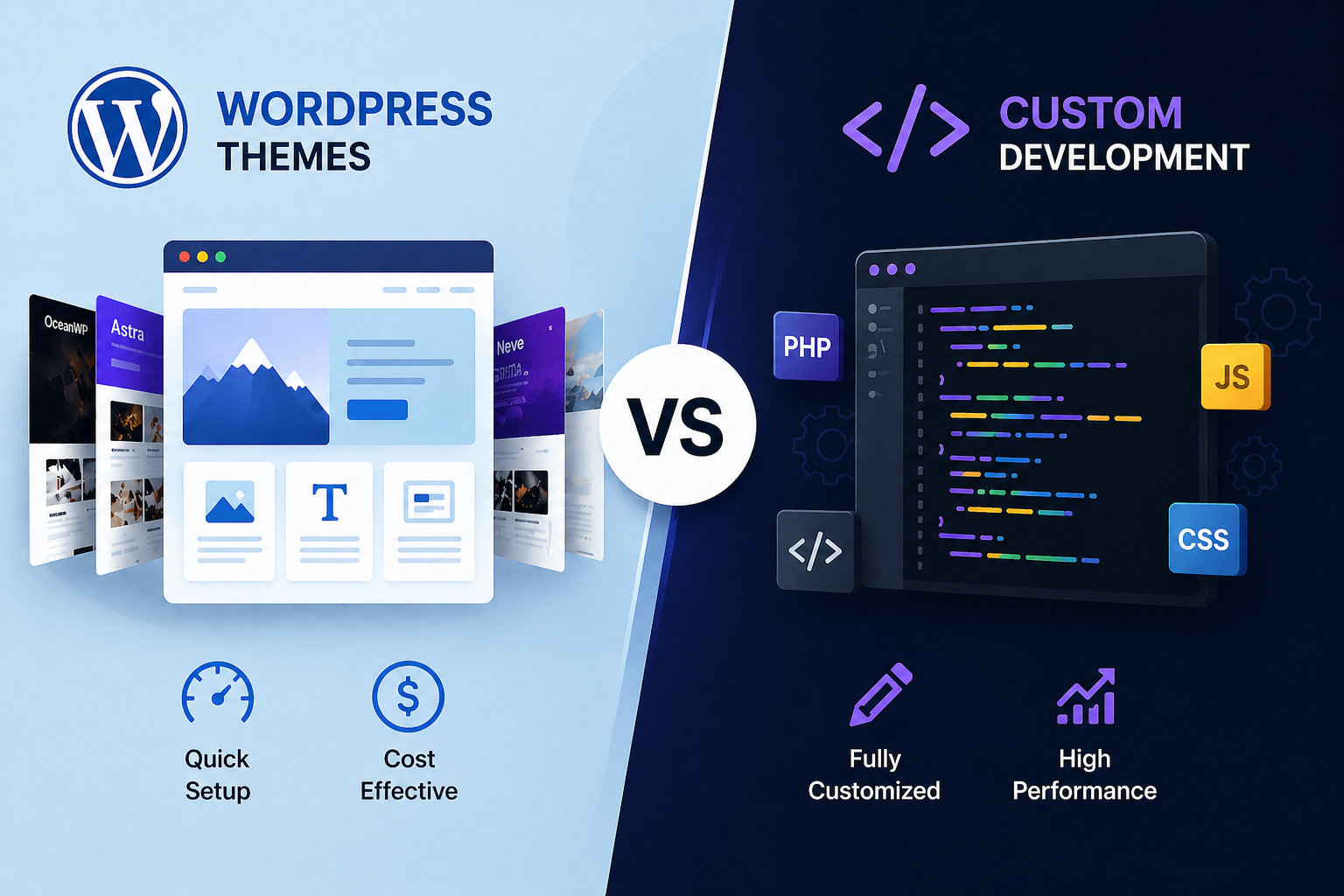 WordPress Themes vs Custom Development – Webrict
